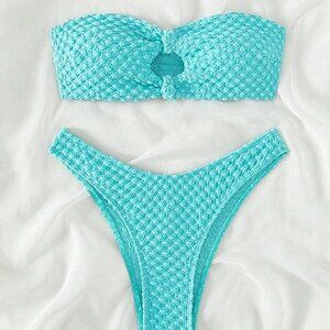 2 Piece Strapless Cut Out Bandeau Swimsuit